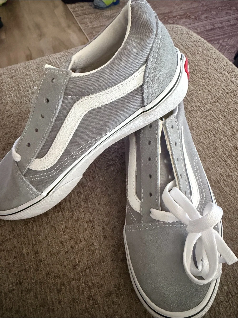 Vans Kids Grey & White Skate Sneakers